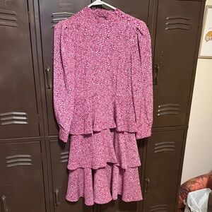 Who What Wear Pink Ruffled Midi Dress sz S